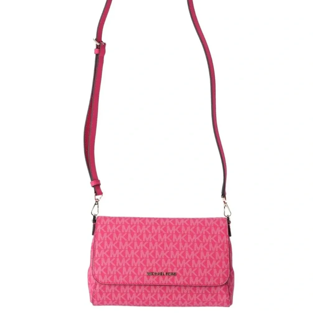 Michael Kors Jet Set Medium Convertible Pouchette Crossbody Electric Pink MK